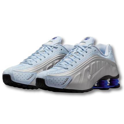 Nike Shox R4 Blue Tint Metallic Silver Women's Lifestyle Sneakers Side Angle