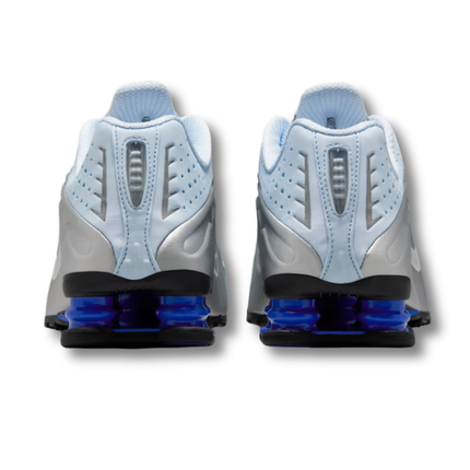 Nike Shox R4 Blue Tint Metallic Silver Women's Lifestyle Sneakers Heel Details
