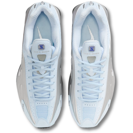 Nike Shox R4 Blue Tint Metallic Silver Women's Lifestyle Sneakers Top View
