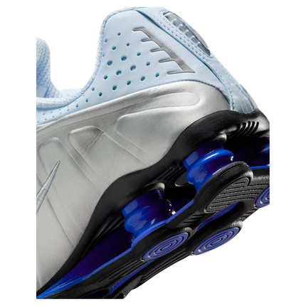 Nike Shox R4 Blue Tint Metallic Silver Women's Lifestyle Sneakers Heel View