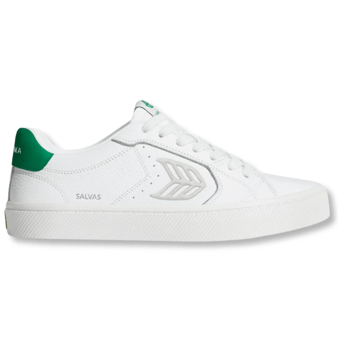 Cariuma Salvas Premium Leather White Ice Green The Back Wall