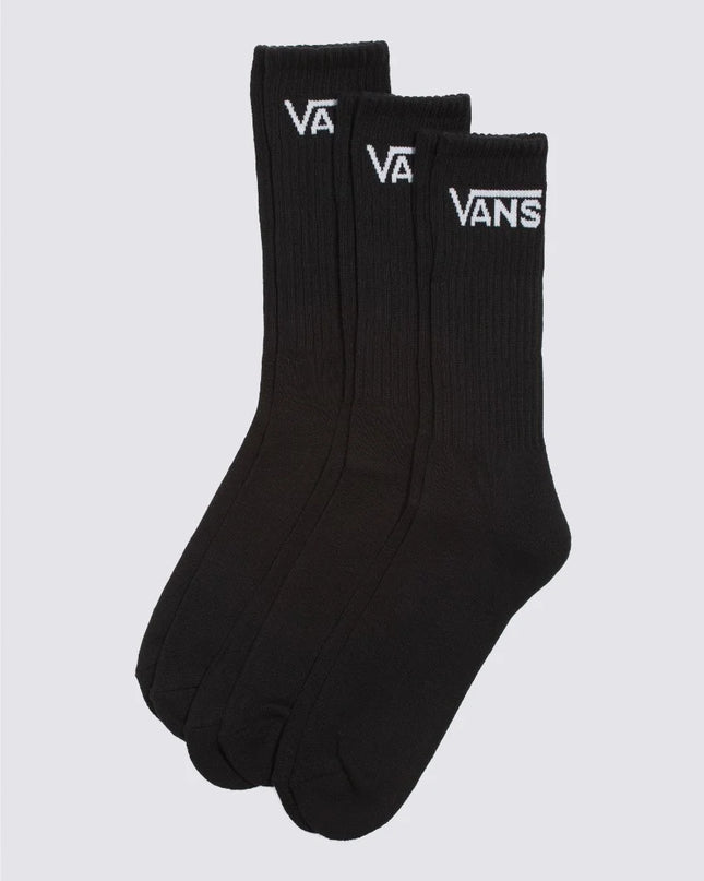 Vans Classic Crew Socks 3 Pack Black - US SIZE 9.5 - 13